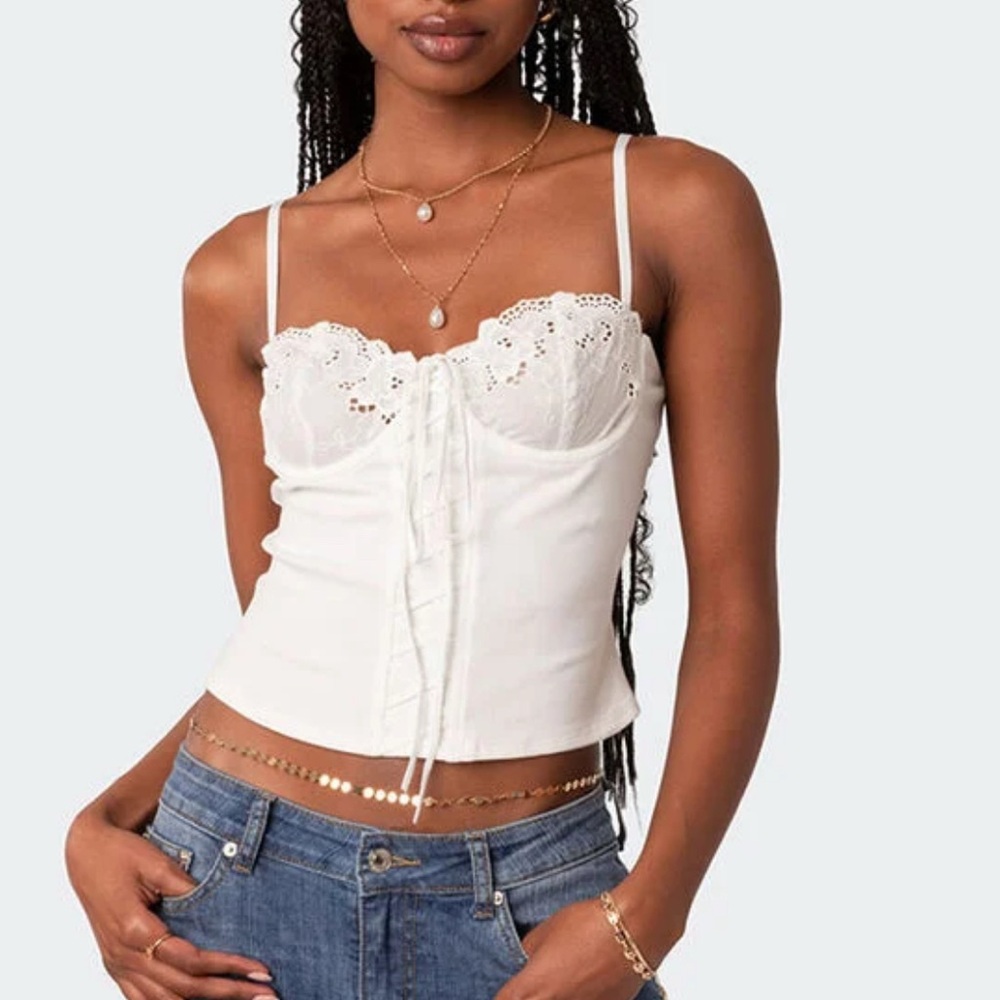 Edikted White Lace Detail Camisole